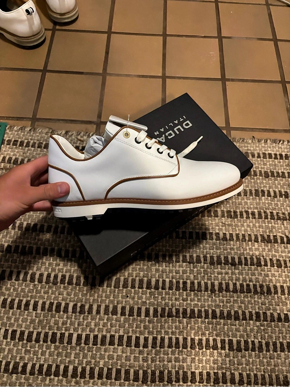Duca Del Cosma Elpaso White/Cognac Golf Shoes